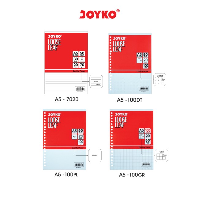 joyko Loose Leaf Isi Binder Note Loose Leaf A5