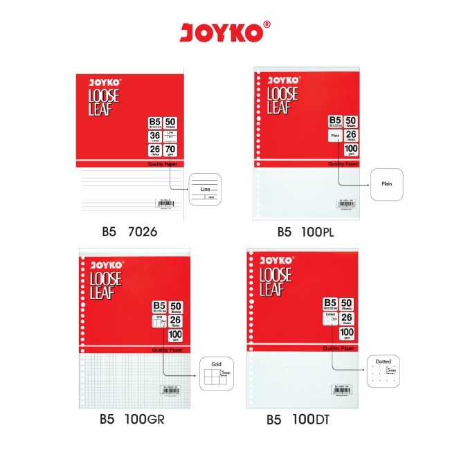 joyko Loose Leaf Isi Binder Note Loose Leaf B5