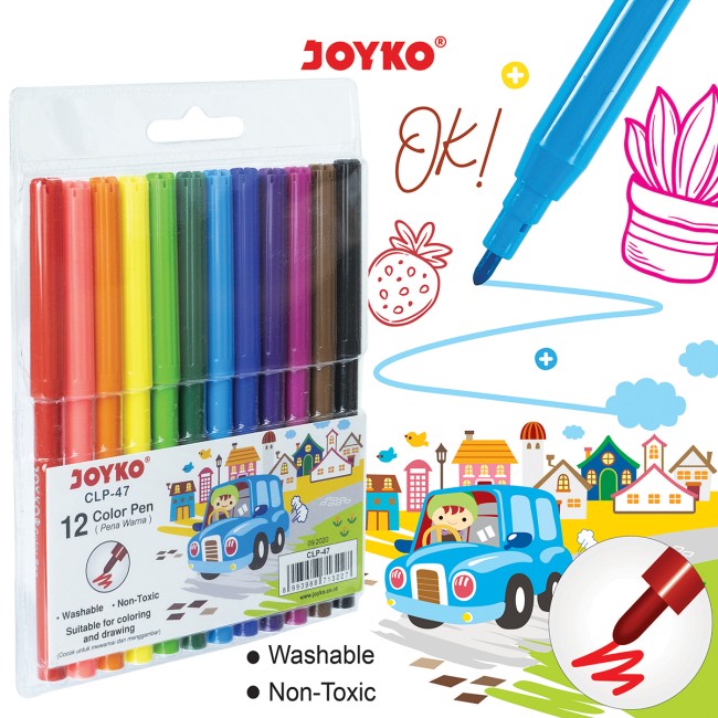 joyko Pen Pena Color Brush Pen Color Brush Pen Color Pen CLP-47 (12 Colors)