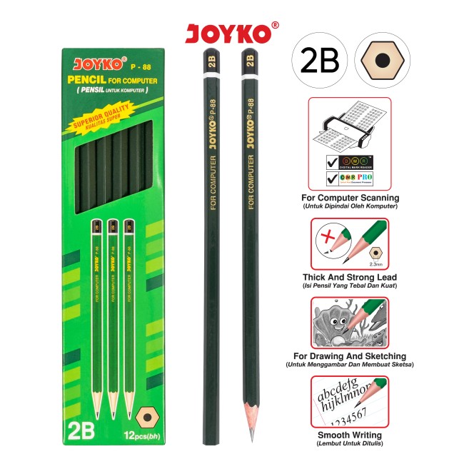 joyko Pencil Pencil Wooden Pencil Pensil Kayu Pencil P-88 (2B)