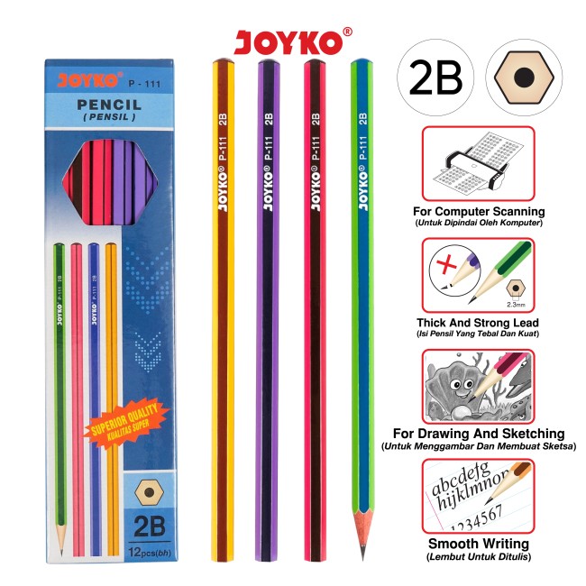 joyko Pencil Pencil Wooden Pencil Pensil Kayu Pencil P-111 (2B)