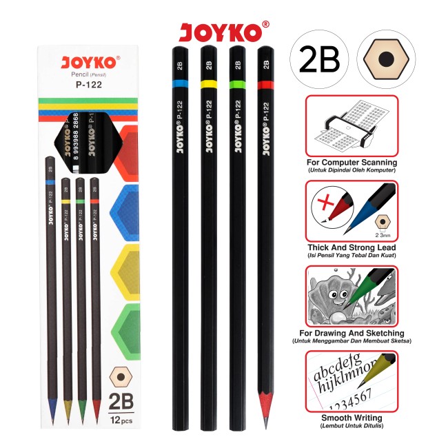 joyko Pencil Pencil Wooden Pencil Pensil Kayu Pensil P-122 (2B)