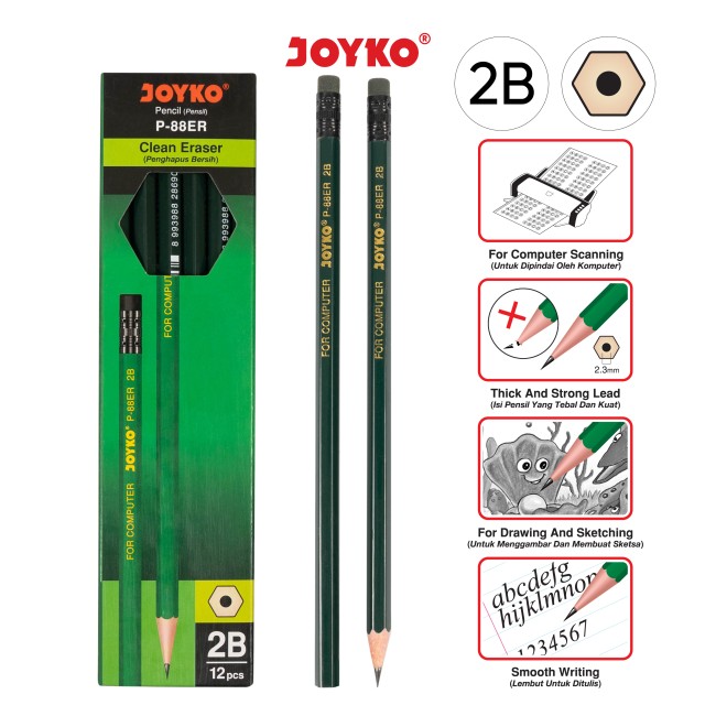 joyko Pencil Pencil Wooden Pencil Pensil Kayu Pensil P-88ER (2B)