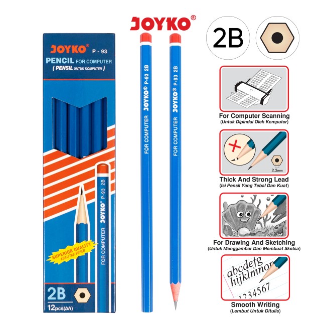 joyko Pencil Pencil Wooden Pencil Pensil Kayu Pencil P-93 (2B)