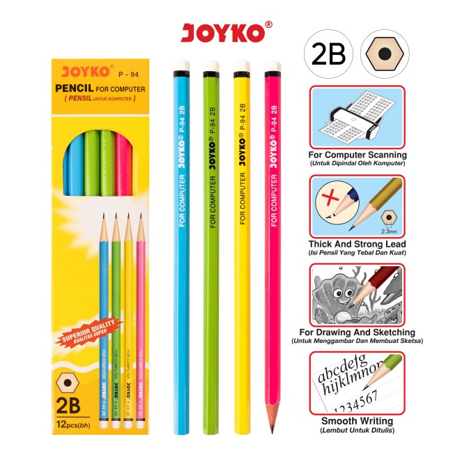 joyko Pencil Pencil Wooden Pencil Pensil Kayu Pencil P-94 (2B)