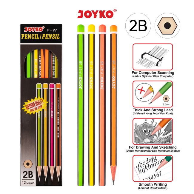 joyko Pencil Pencil Wooden Pencil Pensil Kayu Pencil P-97 (2B)