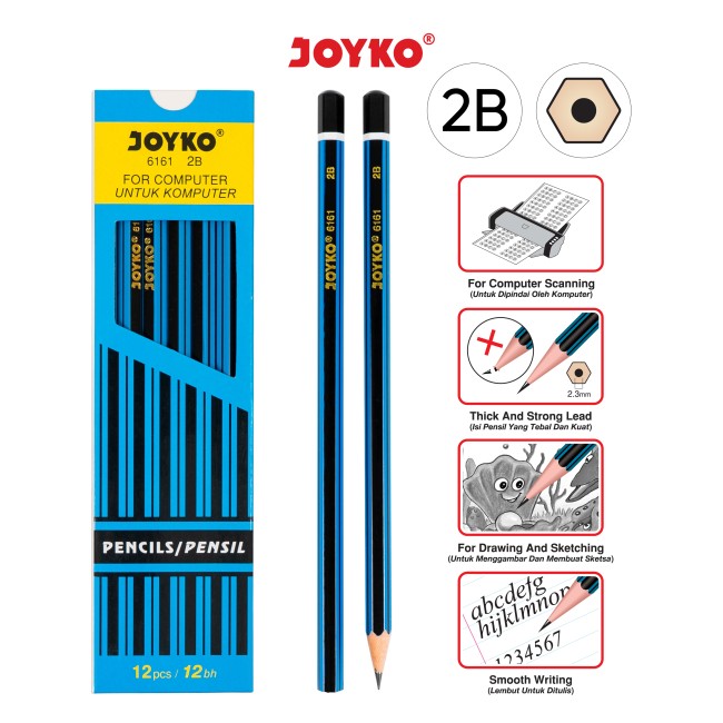 joyko Pencil Pencil Wooden Pencil Pensil Kayu Pencil (2B) 6161