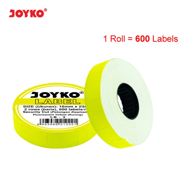 joyko Label Label Label LB-3 (2 baris, Cah-Cah, fluorescent yellow)