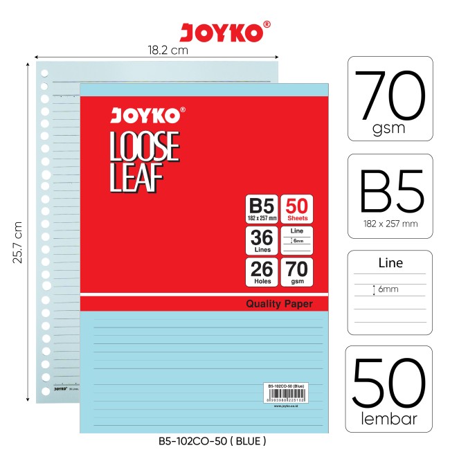 joyko Loose Leaf Isi Binder Note Isi Binder Note B5-102CO-50