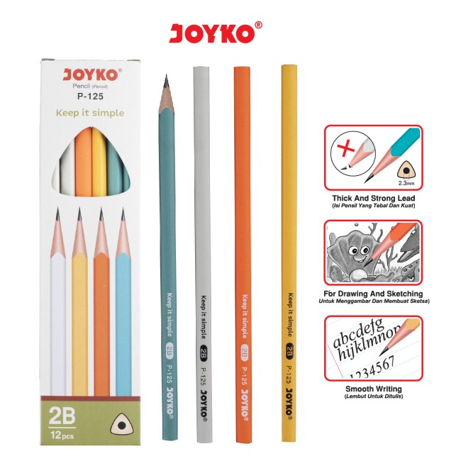 joyko Pencil Pencil Wooden Pencil Pensil Kayu Pensil P-125 (2B)