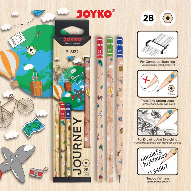 joyko Pencil Pencil Wooden Pencil Pensil Kayu P-8132 (2B)
