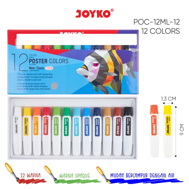 joyko Water Color Cat Air Poster Color Cat Poster Poster Color POC-12ML-12C (12 Color)
